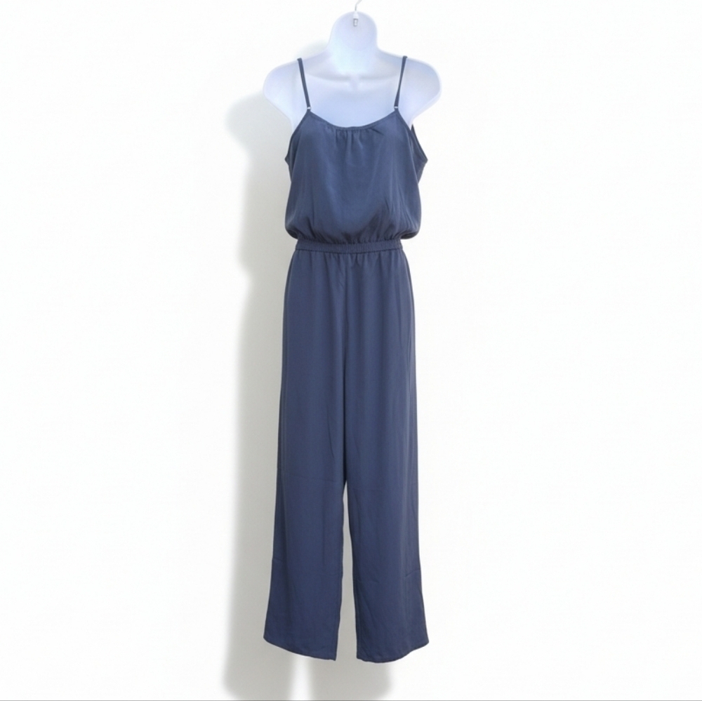 Mark Steele Blue Gray Sleeveless Jumpsuit Elastic Waist Large - Picture 3 of 3